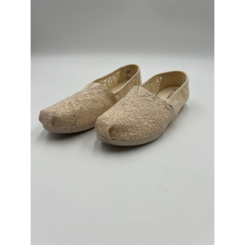 TOMS Womens Size 6 Classic Alpargata Cream Floral Lace Mesh Slip On Shoes